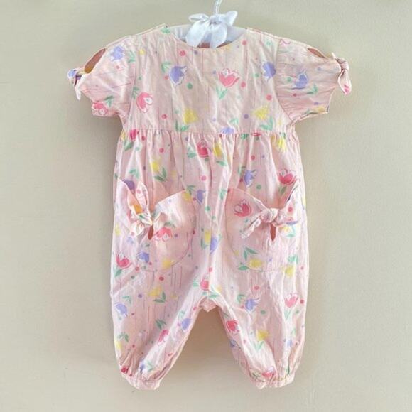 Vintage Other - Vintage Mine Alone Pink Floral Jumpsuit 3-6 Months